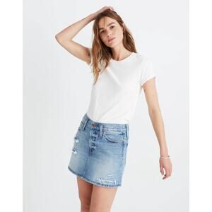 Madewell Womens Rigid Denim Mini Skirt Size 30 Glencrest Wash Rip Repair Edition